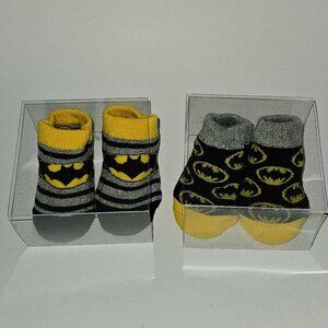 NWOT 2 Batman Baby Infant Socks Black Yellow Gray DC Superhero Gift Lot